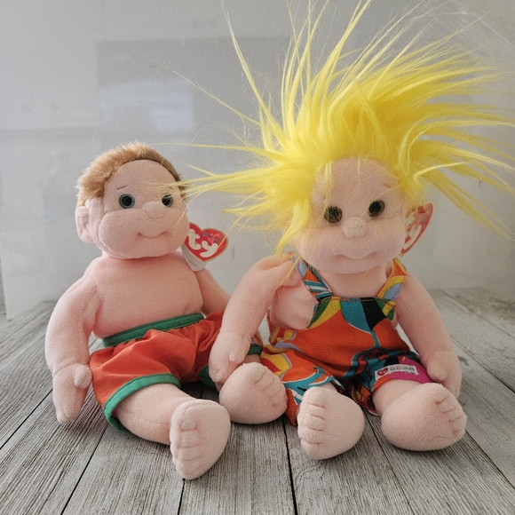 Vintage Pair of Ty Beanie Kids Collection Jammer & Buzz Plushies Beanie Stuffed - Picture 1 of 16